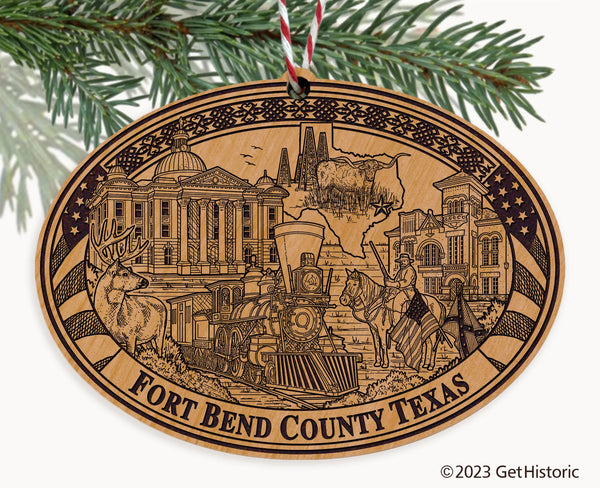 Fort Bend County Texas Engraved Natural Ornament