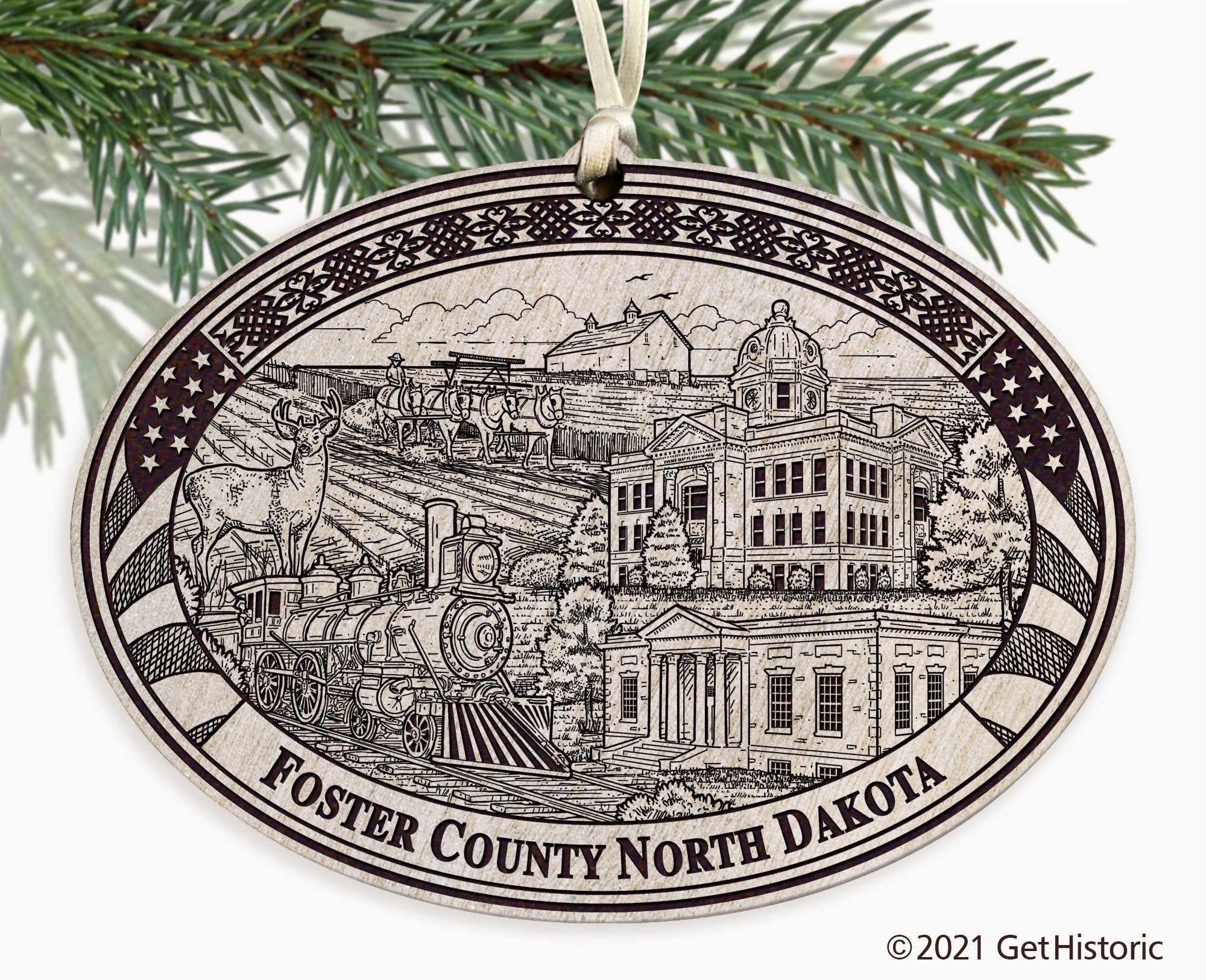 Foster County North Dakota Engraved Ornament