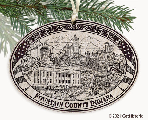 Fountain County Indiana Engraved Ornament