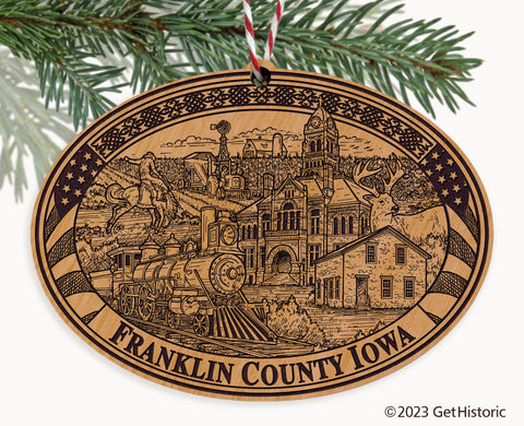 Franklin County Iowa Engraved Natural Ornament