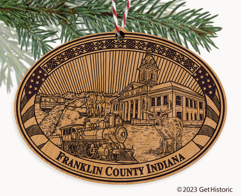 Franklin County Indiana Engraved Natural Ornament