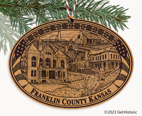 Franklin County Kansas Engraved Natural Ornament