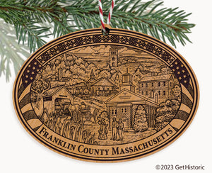 Franklin County Massachusetts Engraved Natural Ornament