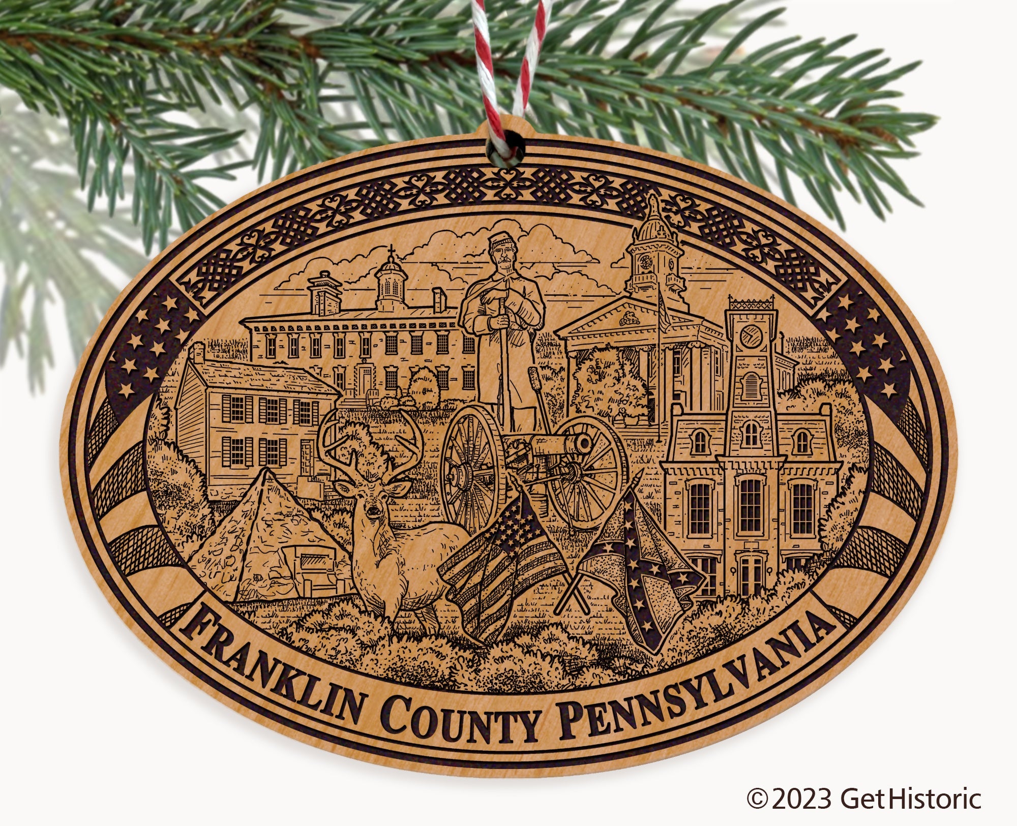 Franklin County Pennsylvania Engraved Natural Ornament