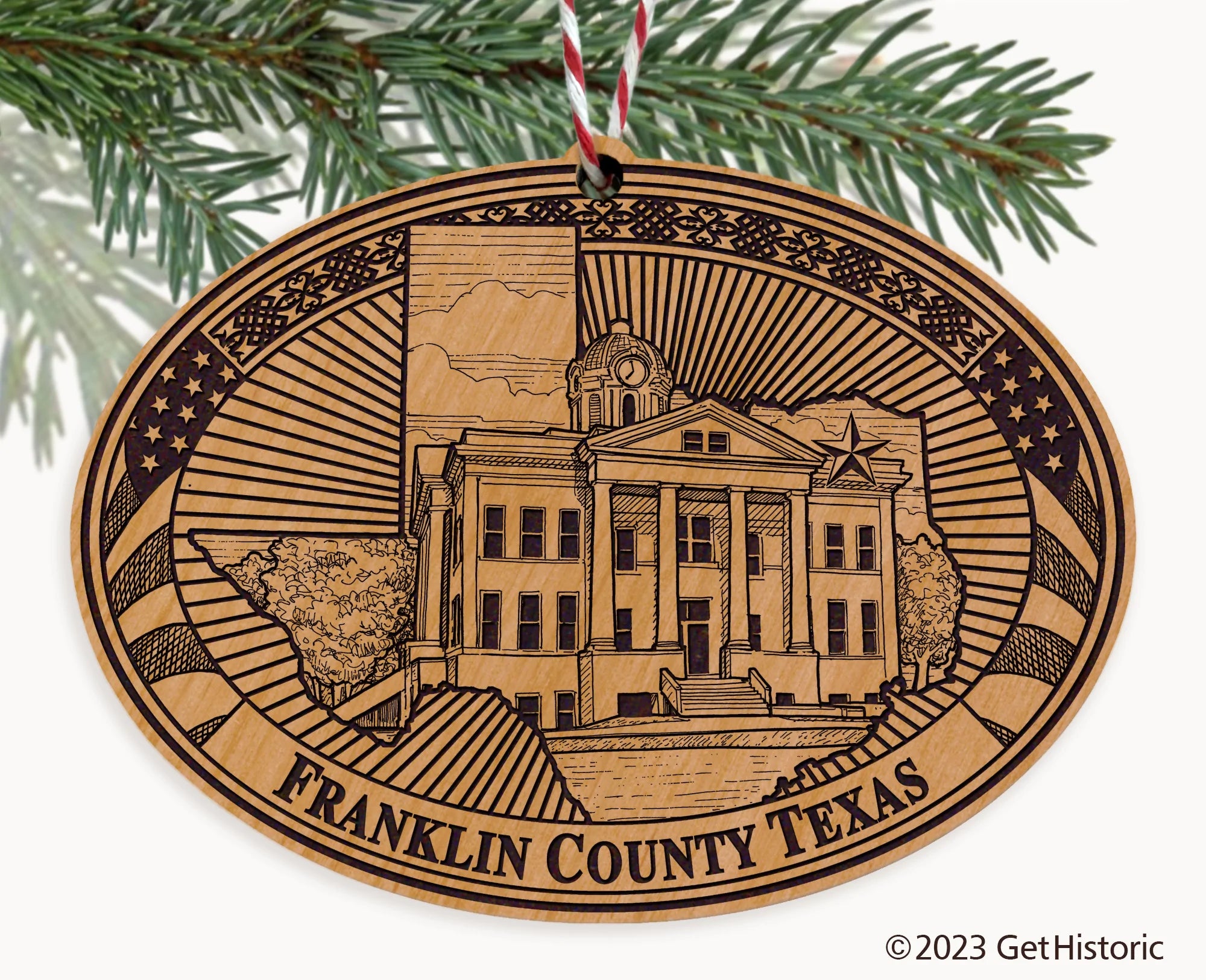 Franklin County Texas Engraved Natural Ornament