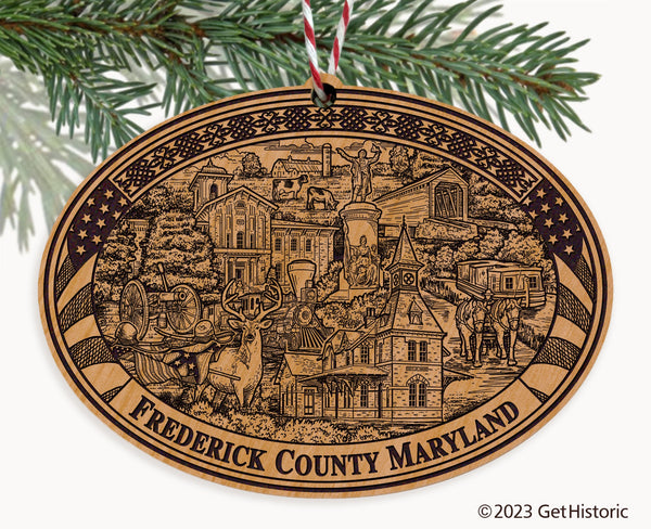 Frederick County Maryland Engraved Natural Ornament