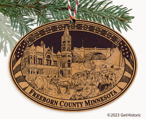 Freeborn County Minnesota Engraved Natural Ornament