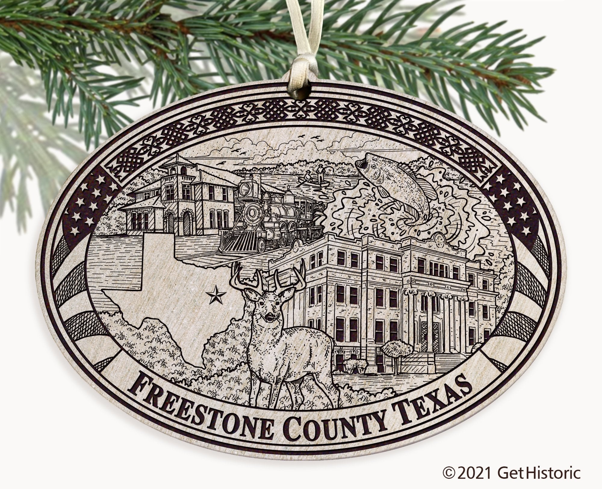 Freestone County Texas Engraved Ornament