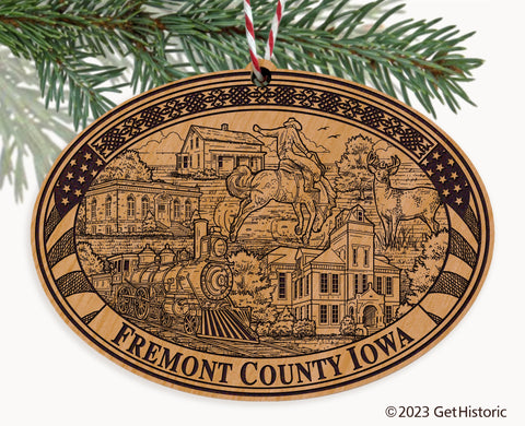 Fremont County Iowa Engraved Natural Ornament