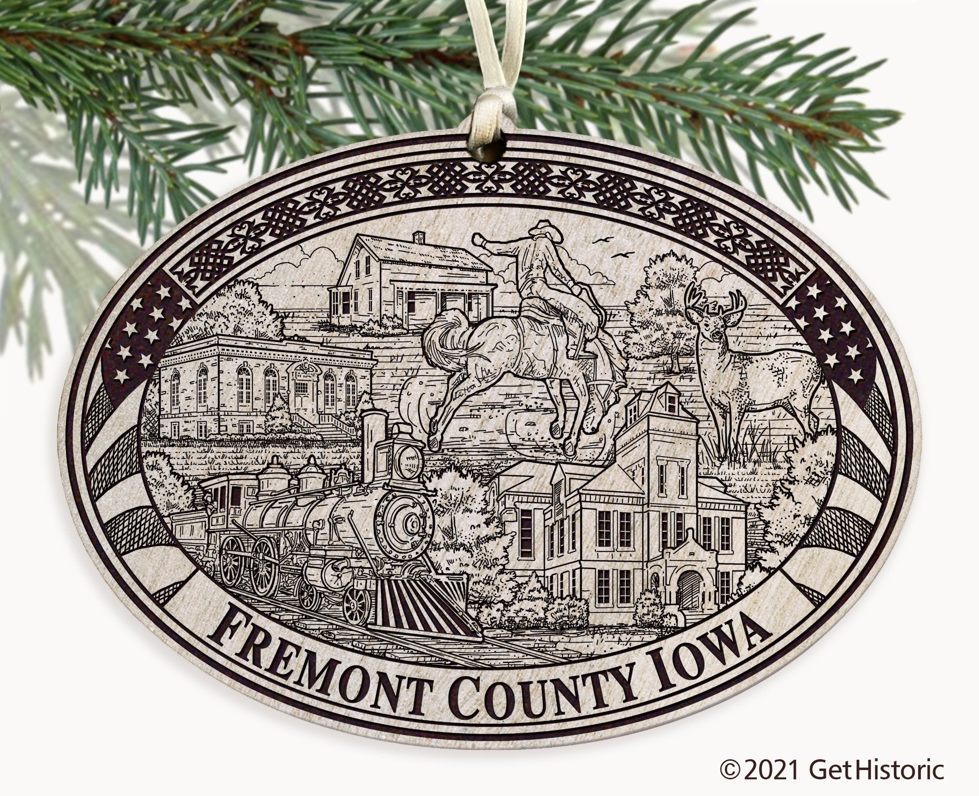 Fremont County Iowa Engraved Ornament