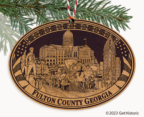 Fulton County Georgia Engraved Natural Ornament