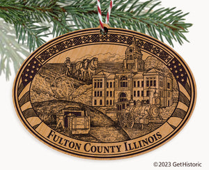 Fulton County Illinois Engraved Natural Ornament