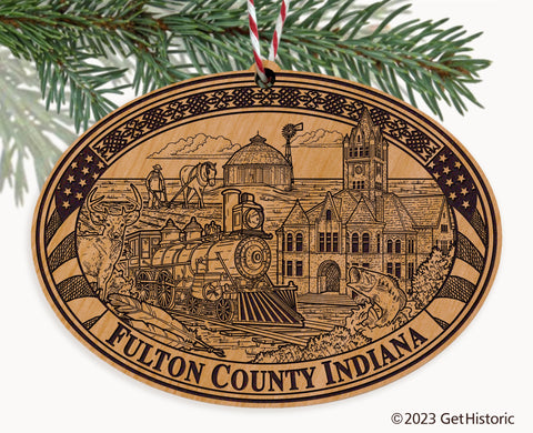 Fulton County Indiana Engraved Natural Ornament