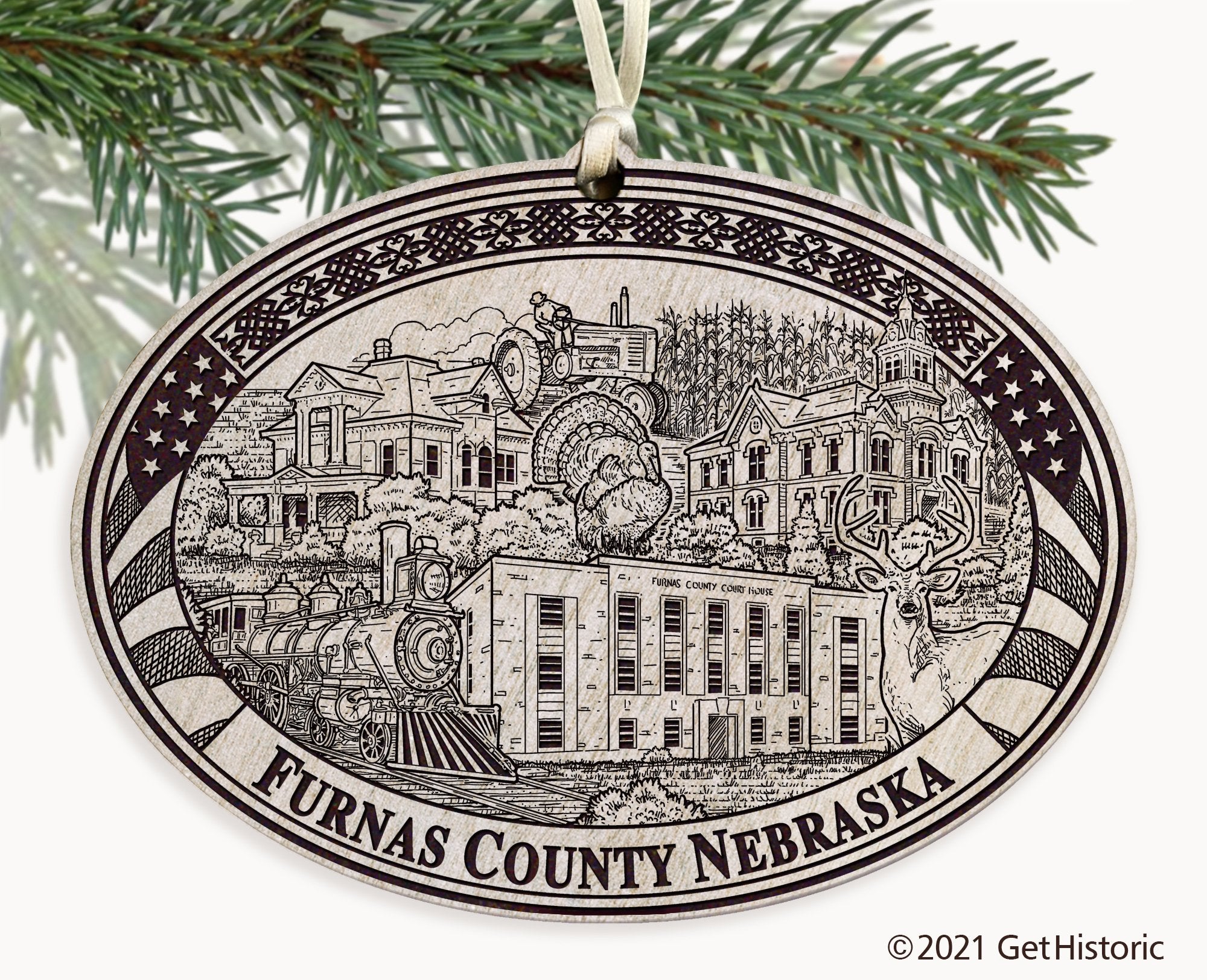 Furnas County Nebraska Engraved Ornament
