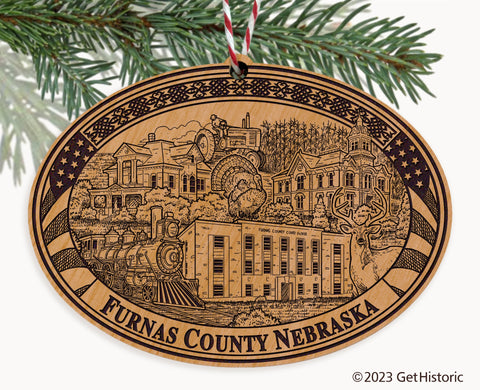 Furnas County Nebraska Engraved Natural Ornament