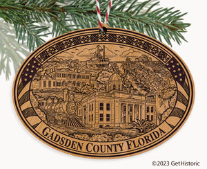 Gadsden County Florida Engraved Natural Ornament