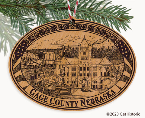Gage County Nebraska Engraved Natural Ornament