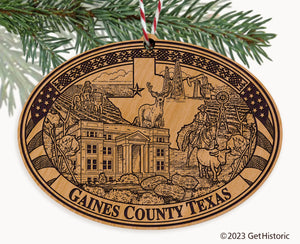 Gaines County Texas Engraved Natural Ornament