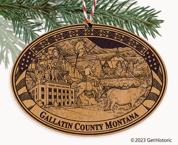 Gallatin County Montana Engraved Natural Ornament