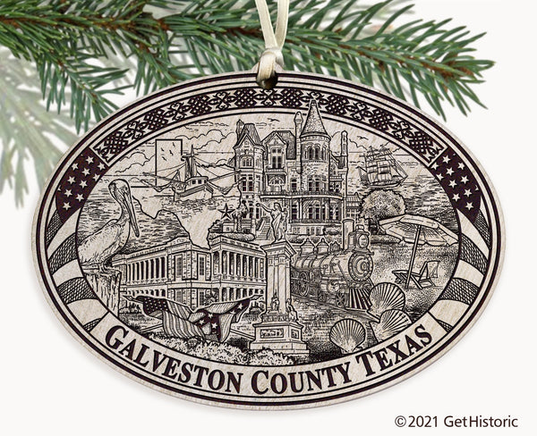 Galveston County Texas Engraved Ornament