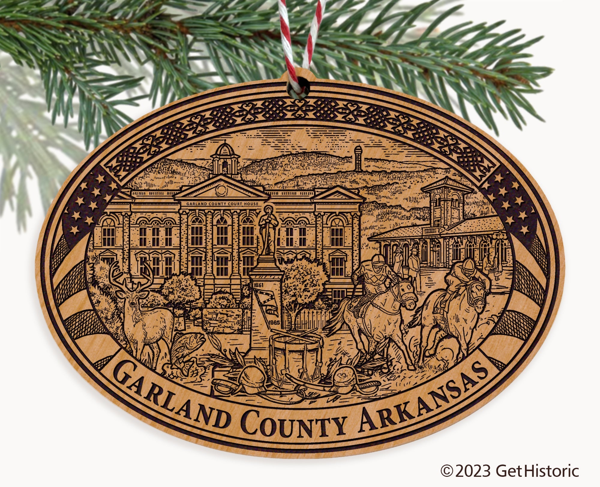 Garland County Arkansas Engraved Natural Ornament