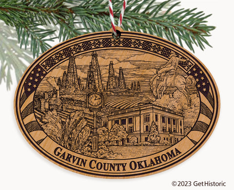 Garvin County Oklahoma Engraved Natural Ornament