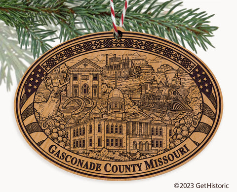 Gasconade County Missouri Engraved Natural Ornament