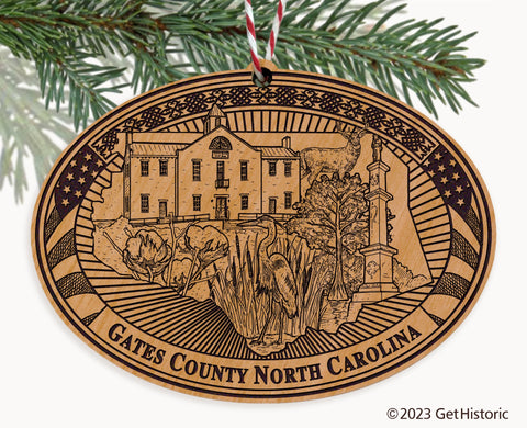 Gates County North Carolina Engraved Natural Ornament