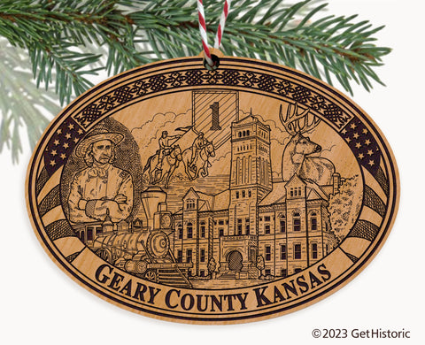 Geary County Kansas Engraved Natural Ornament