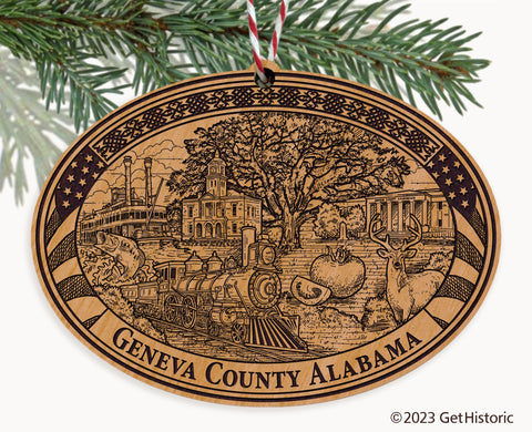 Geneva County Alabama Engraved Natural Ornament