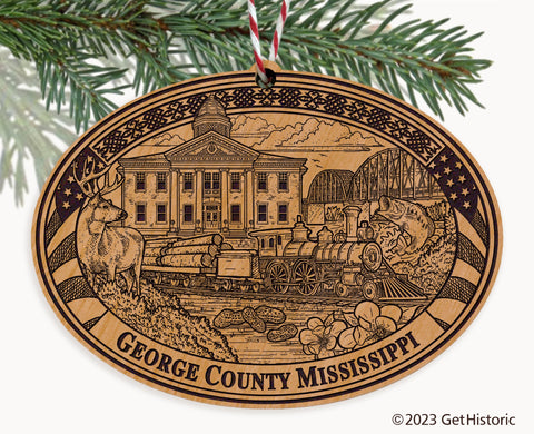 George County Mississippi Engraved Natural Ornament