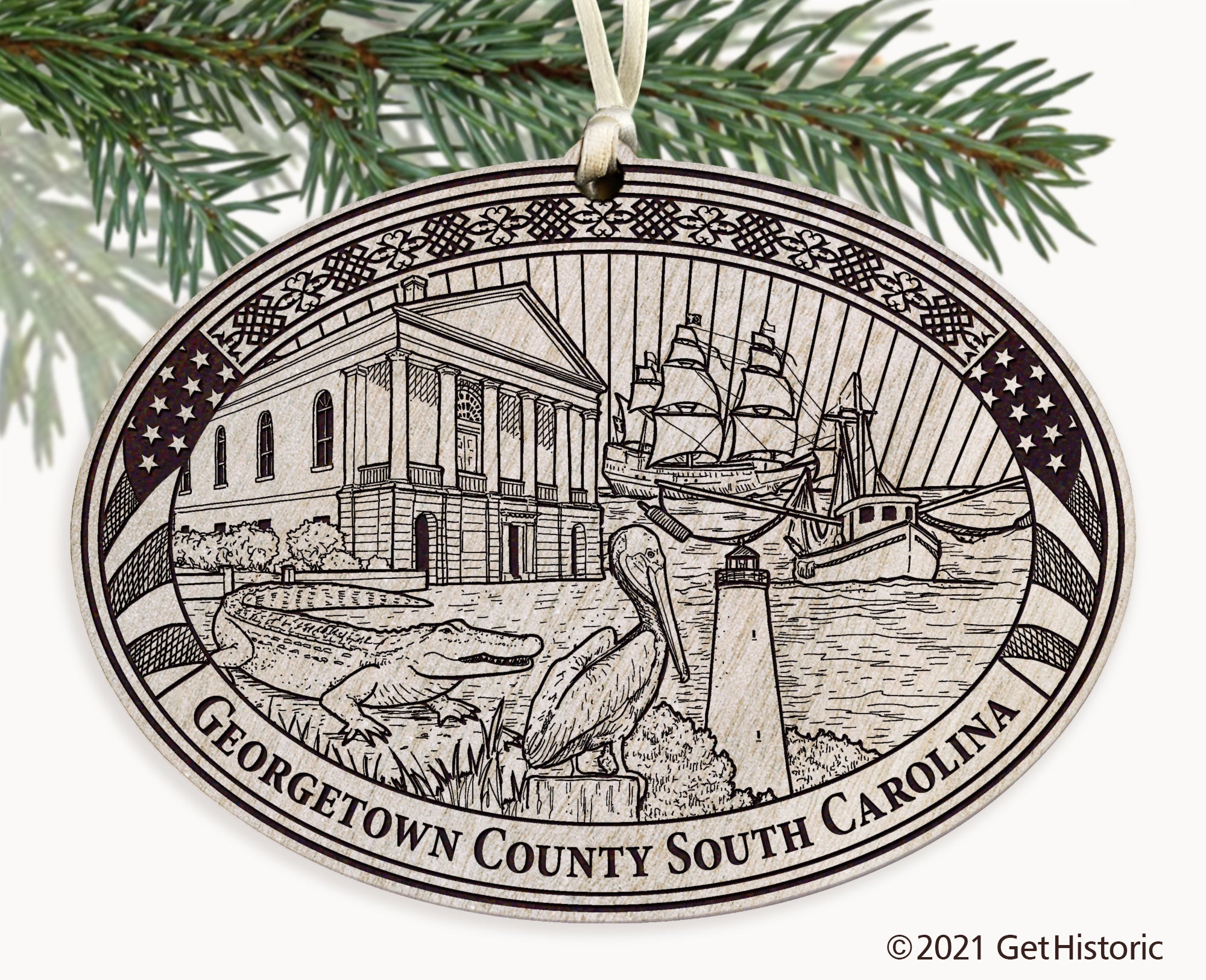Georgetown County South Carolina Engraved Ornament