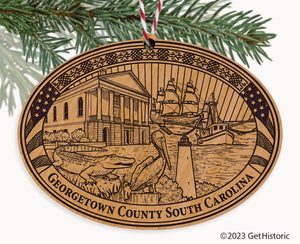 Georgetown County South Carolina Engraved Natural Ornament