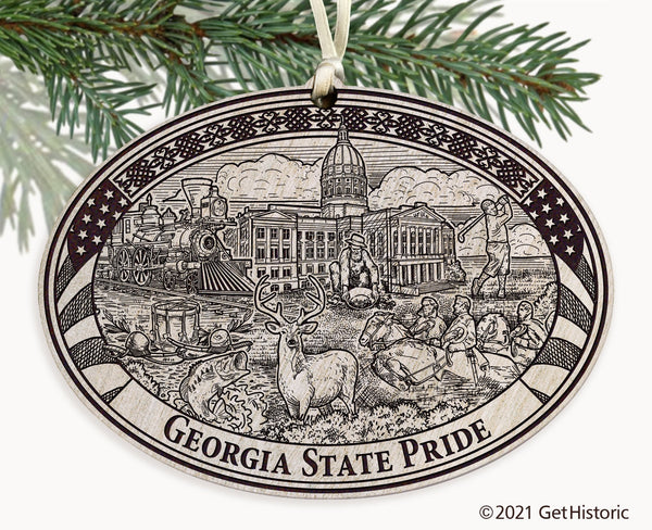 Georgia State Engraved Ornament