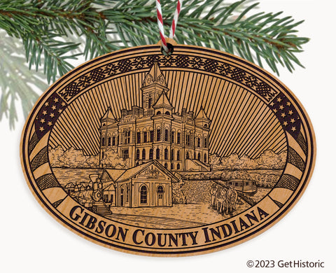 Gibson County Indiana Engraved Natural Ornament