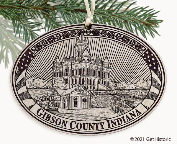 Gibson County Indiana Engraved Ornament