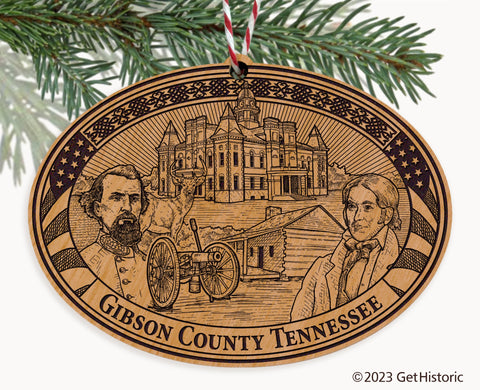 Gibson County Tennessee Engraved Natural Ornament