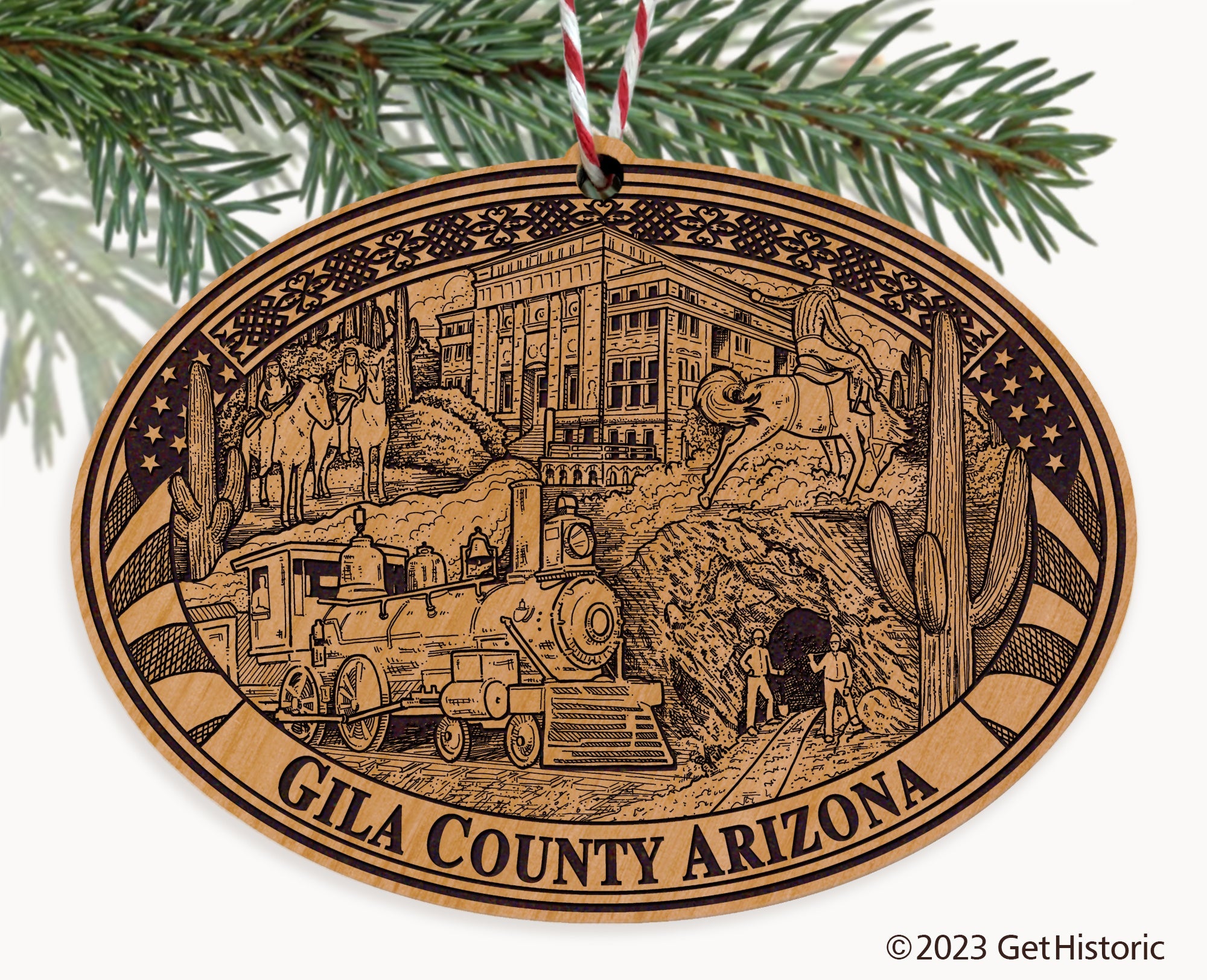 Gila County Arizona Engraved Natural Ornament