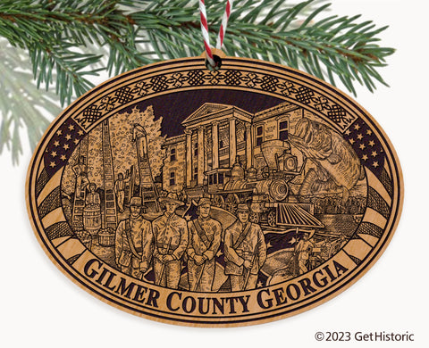 Gilmer County Georgia Engraved Natural Ornament
