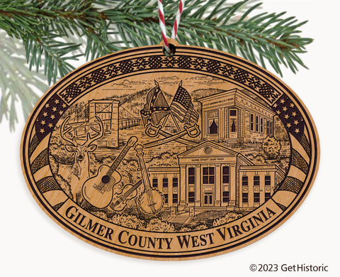 Gilmer County West Virginia Engraved Natural Ornament