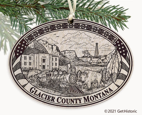 Glacier County Montana Engraved Ornament