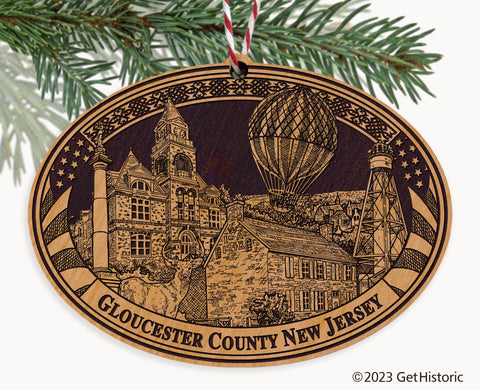 Gloucester County New Jersey Engraved Natural Ornament