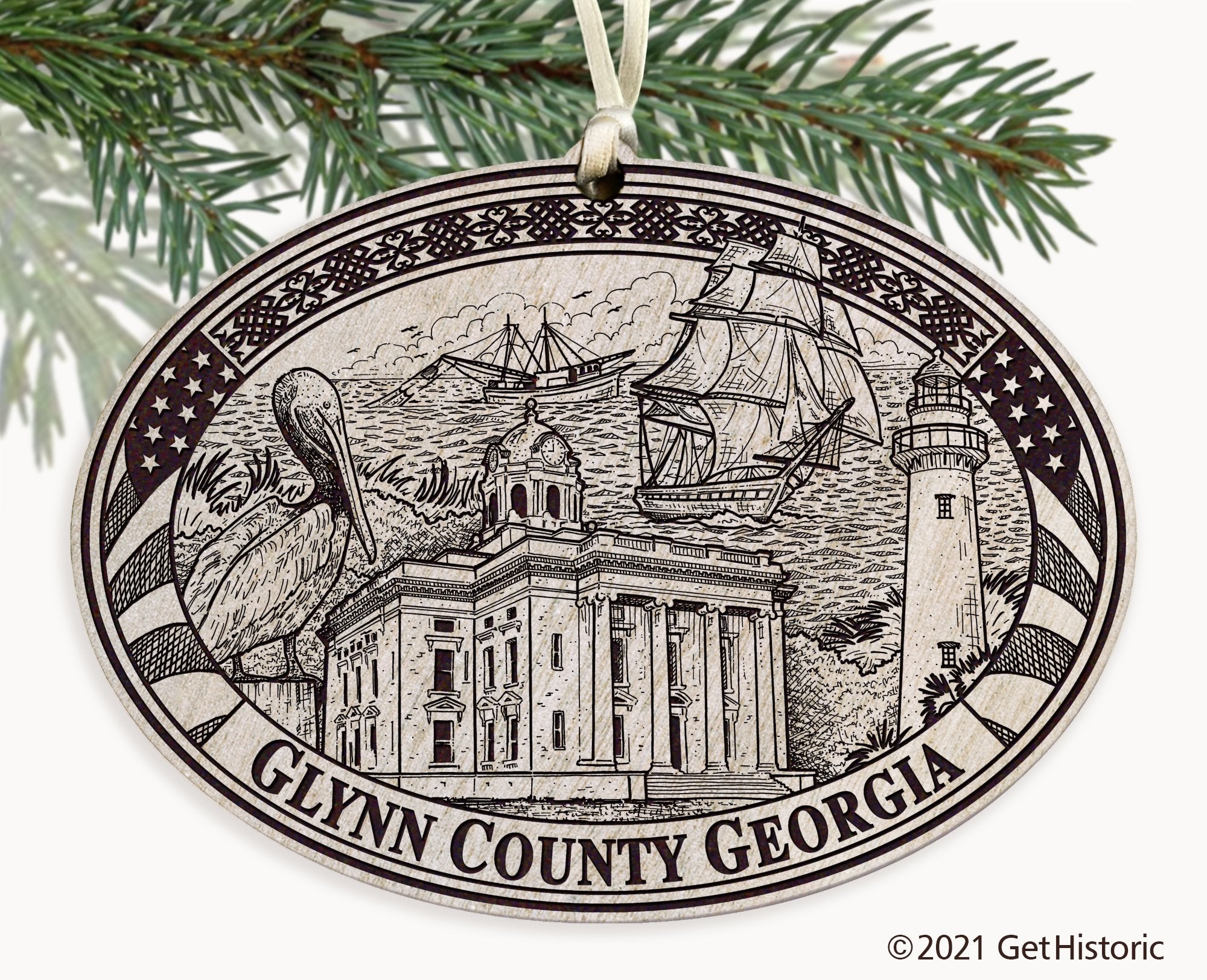 Glynn County Georgia Engraved Ornament