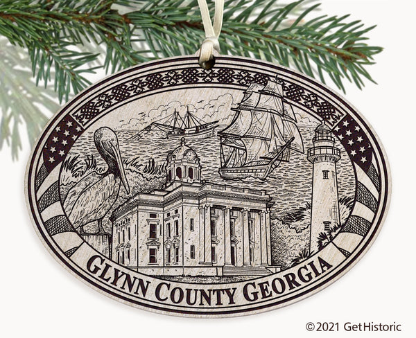 Glynn County Georgia Engraved Ornament