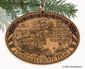 Gonzales County Texas Engraved Natural Ornament