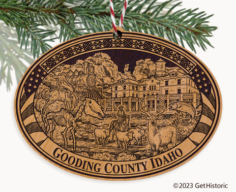 Gooding County Idaho Engraved Natural Ornament