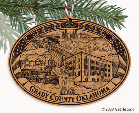 Grady County Oklahoma Engraved Natural Ornament