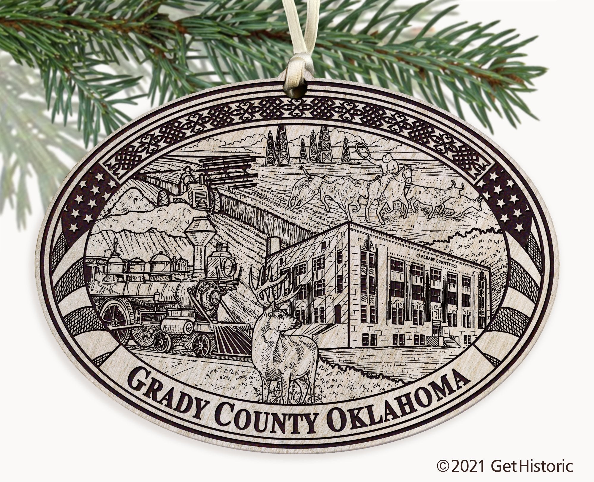 Grady County Oklahoma Engraved Ornament