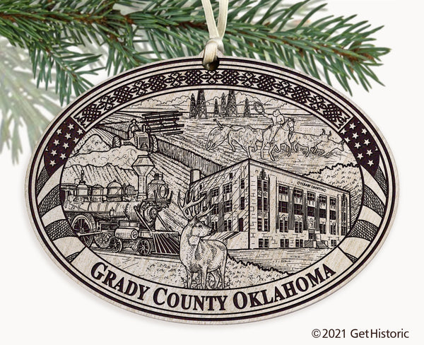 Grady County Oklahoma Engraved Ornament
