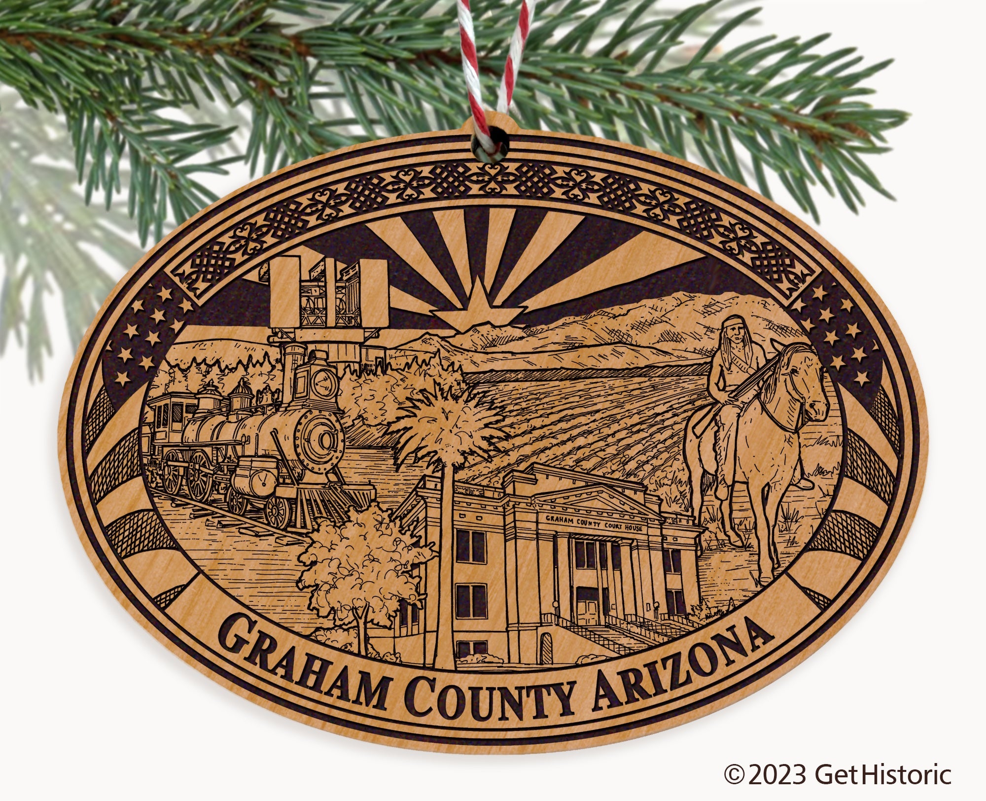 Graham County Arizona Engraved Natural Ornament